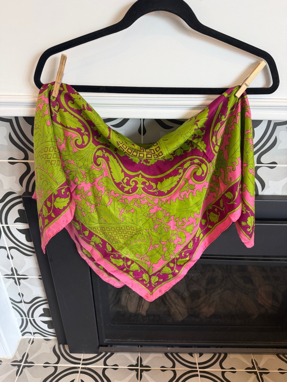 Vibrant Pink & Lime Green Decorative Scarf